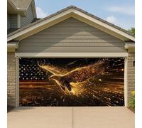 Copertura per porta del garage con aquila patriottica, splendido design Gold Freedom, grande striscione per garage, decorazione estiva per il giorno dell'indipendenza all'aperto, 390 x 180 cm