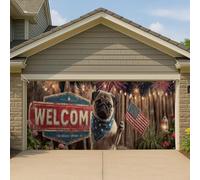 Copertura per porta del garage con bandiera patriottica di benvenuto, decorazione per fuochi d'artificio, grande decorazione per feste all'aperto per il giorno dell'indipendenza, 400 x 180 cm