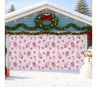 Copertura per porta del garage con bastoncini di zucchero e lecca-lecca, decorazioni invernali fantasiose per le vacanze, decorazione esterna, perfetta per feste di Natale e invernali, 400 x 180 cm