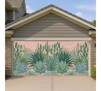Copertura per porta del garage, con cactus e piante grasse, decorazione verde floreale per esterni, per estate e primavera, 400 x 180 cm