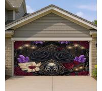 Copertura per porta del garage, con candele gotiche vintage a pergamena per Halloween, decorazione per la casa, per cortile, patio, esterno, interno, feste, sfondo, 400 x 180 cm