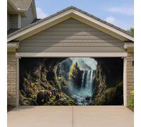 Copertura per porta del garage con cascata di montagna, vista panoramica della natura, decorazione per esterni, decorazione da parete per la fauna selvatica estiva, decorazione per l'ingresso della