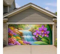 Copertura per porta del garage con cascata floreale, vibrante orchidea tropicale, grande decorazione per porte del garage, decorazione per interni ed esterni, primavera ed estate, decorazione per la
