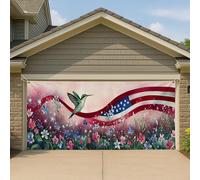 Copertura per porta del garage con colibrì patriottico, grande decorazione per garage, decorazione per tutte le stagioni per la casa e le vacanze, 390 x 180 cm