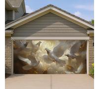 Copertura per porta del garage con colombe, elegante design con uccelli bianchi, grandi decorazioni per porte del garage, decorazione per la casa all'aperto tutto l'anno, primavera e tranquilla, 400 x