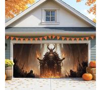 Copertura per porta del garage con demone epico nero, decorazione per porte del garage, decorazione per interni ed esterni per feste di Halloween, 390 x 180 cm