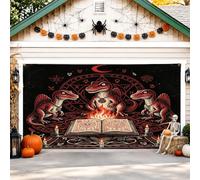 Copertura per porta del garage con dinosauri, gotico spettrale libro antincendio Halloween nero decorazioni per porte del garage decorazione per la casa per cortile esterno interno sfondo per feste
