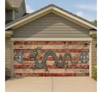 Copertura per porta del garage con drago patriottico vintage, grande bandiera americana, decorazione per la casa all'aperto per tutte le stagioni, 390 x 180 cm