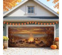 Copertura per porta del garage con falò autunnale, grande decorazione per porte del garage, decorazione stagionale per esterni per il Ringraziamento e Halloween, 390 x 180 cm
