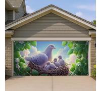 Copertura per porta del garage con famiglia di colombe, decorazione colorata per la porta del garage, decorazione primaverile per esterni e interni, regalo per gli amanti degli uccelli, 300 x 180 cm