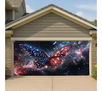 Copertura per porta del garage con farfalla patriottica, grande decorazione per garage, decorazione per feste all'aperto, 390 x 180 cm