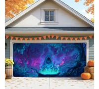 Copertura per porta del garage con figura mistica, grande fantasia decorazioni di Halloween per esterni e interni, decorazione per feste autunnali, 390 x 180 cm
