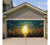 Copertura per porta del garage con foresta colorata all'alba, vivace scena della natura, grande decorazione per porta del garage, decorazione da parete per casa all'aperto per primavera ed estate, 400