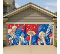 Copertura per porta del garage con funghi fantasia, grande foresta mistica per garage, decorazioni per interni ed esterni, decorazione per sfondo per feste 390 x 180 cm