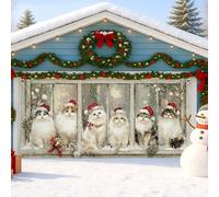 Copertura per porta del garage con gatto invernale, decorazioni natalizie per interni e feste con simpatici amici pelosi, decorazioni natalizie innevate per esterni, sfondo natalizio per interni 400 x