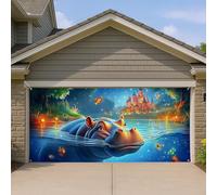 Copertura per porta del garage con ippopotamo fantasia, decorazione colorata per garage, grandi dimensioni, decorazione da parete per tutte le stagioni, perfetta per camere e feste dei bambini, 400 x
