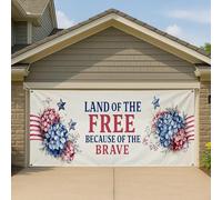 Copertura per porta del garage con motivo floreale patriottico, ortensia rossa, bianca e blu, grande decorazione per garage, rustica estate all'aperto, decorazione per celebrazione del giorno