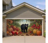 Copertura per porta del garage con orso autunnale, scena rustica della foresta autunnale, grande decorazione per porte del garage, decorazione per interni ed esterni, decorazione per feste di raccolto