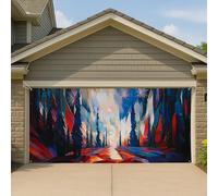 Copertura per porta del garage con paesaggio astratto della foresta, grande striscione scenico per decorazione domestica esterna, celebrazione autunnale e del Ringraziamento, 390 x 180 cm