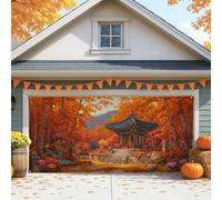 Copertura per porta del garage con paesaggio autunnale, decorazione per porte del garage, decorazione per esterni per la casa autunnale per il Ringraziamento e Halloween, 390 x 180 cm