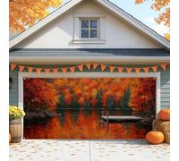Copertura per porta del garage con paesaggio autunnale, grande decorazione per scena autunnale per garage, decorazione per feste autunnali all'aperto e al coperto, 390 x 180 cm