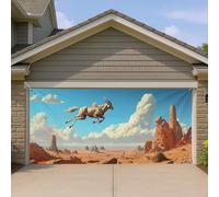 Copertura per porta del garage con paesaggio del deserto, maestosa gazzella in esecuzione grande decorazioni per porte del garage, scena naturale all'aperto, decorazione per la casa primaverile 390 x