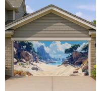 Copertura per porta del garage con paesaggio della spiaggia, vivace scenario tropicale, grandi decorazioni per porte del garage, decorazione per la casa estiva all'aperto, tema costiero per tutte le
