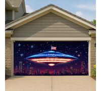 Copertura per porta del garage con paesaggio urbano retrò, grande spazio esterno, decorazioni estive per interni ed esterni, decorazione per feste da interni ed esterni, 390 x 180 cm