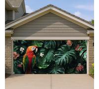 Copertura per porta del garage con paradiso tropicale, decorazione colorata per porte del garage, decorazione estiva per feste in giardino all'aperto, 390 x 180 cm