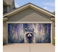 Copertura per porta del garage con procioni, design floreale viola, arte decorativa per esterni per primavera ed estate, perfetta per la decorazione della casa, 400 x 180 cm