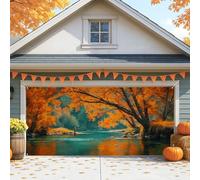 Copertura per porta del garage con scena autunnale del lago, grande paesaggio con albero autunnale, decorazioni per porte del garage, decorazione stagionale per esterni e interni per il Ringraziamento