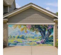 Copertura per porta del garage con scena della natura, paesaggio colorato, grande decorazione per porte del garage, decorazione per la casa all'aperto per tutte le stagioni, 400 x 180 cm