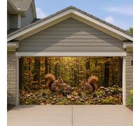 Copertura per porta del garage con scoiattolo autunnale, design rustico con animali della foresta, grandi decorazioni per la porta del garage, decorazione per la casa all'aperto e per interni