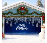 Copertura per porta del garage con scritta "Merry Christmas", grande decorazione per porte del garage, decorazione per feste interne ed esterne, 390 x 180 cm