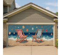 Copertura per porta del garage con stelle marine, spiaggia sdraiata sul mare, grande decorazione per garage, decorazione estiva per eventi all'aperto, 390 x 180 cm