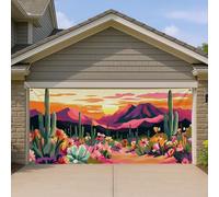 Copertura per porta del garage con tramonto nel deserto, decorazione floreale colorata per porte del garage, vivace decorazione da parete per interni ed esterni, decorazione estiva per la casa, 390 x
