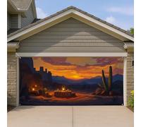 Copertura per porta del garage con tramonto nel deserto, paesaggio di cactus, decorazione da parete per grandi porte del garage, decorazione per la casa all'aperto in stile bohémien, decorazione