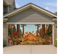Copertura per porta del garage con volpe autunnale, fantasioso animale della foresta, grandi decorazioni per porte del garage, decorazione per interni ed esterni per la casa, 390 x 180 cm