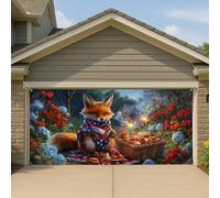 Copertura per porta del garage con volpe estiva, per picnic estiva, decorazione colorata, grande decorazione, sfondo per feste all'aperto, 390 x 180 cm