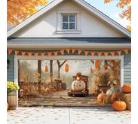 Copertura per porta del garage con zucca autunnale, decorazione rustica per casale autunnale, grande decorazione per interni e esterni per il Ringraziamento, 400 x 180 cm