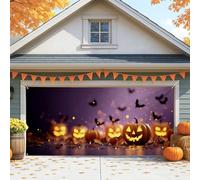 Copertura per porta del garage con zucca di Halloween, decorazioni autunnali spettrali per esterni, grande decorazione per feste di Halloween per la stagione autunnale, 400 x 180 cm