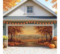 Copertura per porta del garage con zucca rustica, paesaggio autunnale paesaggistico grande per porte del garage, decorazione autunnale per interni ed esterni, decorazione per feste di Halloween, 390 x