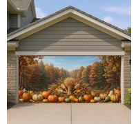 Copertura per porta del garage, con zucche festive stagionali Cornucopia autunnale arancione copertura da parete per garage per feste decorazione per la casa per cortile esterno interno sfondo per
