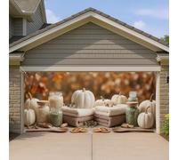 Copertura per porta del garage, coperta rustica e accogliente per barattoli autunnali, arancione, decorazione per la casa, per cortile, patio, esterno, interno, sfondo per feste, 400 x 180 cm