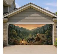 Copertura per porta del garage da campeggio e montagna, decorazione rustica per porte del garage, decorazione per avventure all'aperto per tutte le stagioni, 400 x 180 cm