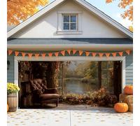 Copertura per porta del garage, decorazione rustica e accogliente, grande decorazione autunnale per interni ed esterni, 390 x 180 cm