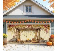 Copertura per porta del garage, decorazione rustica per albero autunnale, accoglienti decorazioni stagionali all'aperto per il Ringraziamento e Halloween, 2,1 x 4,9 m, 457 x 180 cm