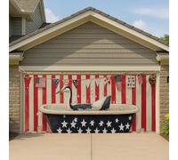 Copertura per porta del garage del bagno della gru patriottica, grande decorazione per garage, decorazione per esterni festivi americani, 390 x 180 cm