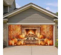 Copertura per porta del garage del camino, rustica e accogliente, con zucche autunnali, arancione, copertura da parete per garage, decorazione per la casa, per cortile, esterno, interno, sfondo per