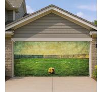 Copertura per porta del garage del campo da calcio, grandi decorazioni a tema sportivo per attività ricreative all'aperto, arte verde vintage per uso tutto l'anno, 400 x 180 cm